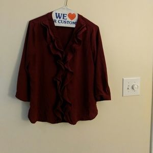 Maroon blouse with ruffles